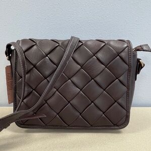 Quilted Crossbody Shoulder Bag in Dark Brown